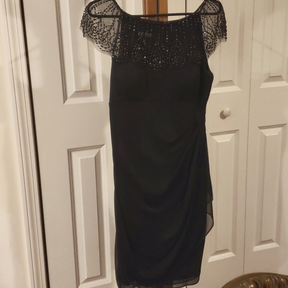 dj jaz short sleeve embellished sheath dress DJ Jaz Sleeveless Embellished Sheath Dress, Size: 14, Black